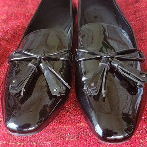 Mango Black Tassel Patent Leather Loafer Women
